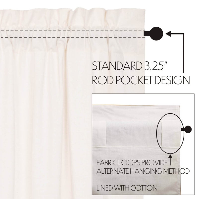 VHC Brands Simple Life Flax Solid Color Cotton Linen Blend Farmhouse Curtains Rod Pocket Drawstring Ties Prairie Panel Pair, Antique White Light Creme - Image 5